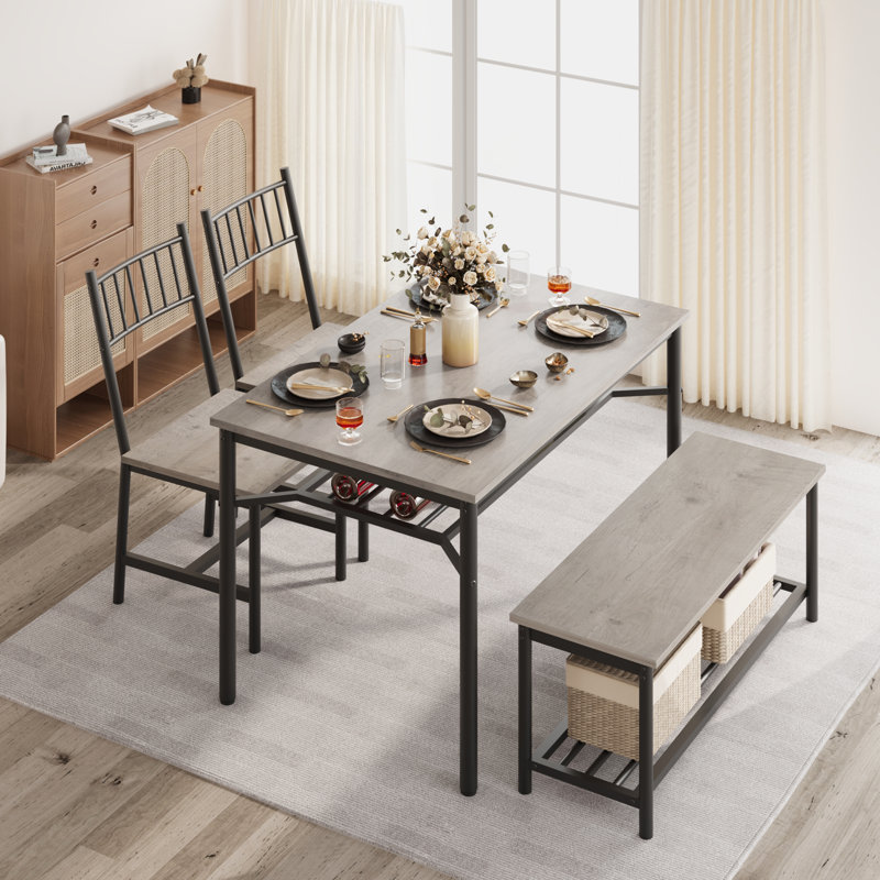 Ensemble de salle à manger Emond, gris, Gris / noir, Gris / noir