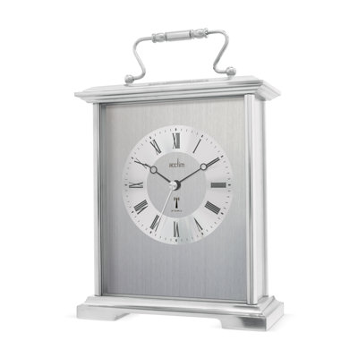 Acctim Althorp Mantel Clock Radio Controlled Quartz Polished Metal Carriage Clock Silver