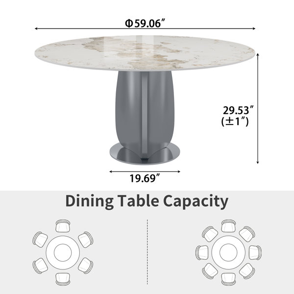 Brayden Studio 59.05" Modern Round Sintered Stone Dining Table With ...