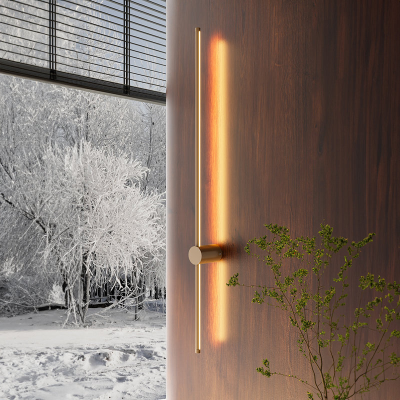 Aluminium LED Wall Light 100cm Wide Flush Mounted Sconce, Gold