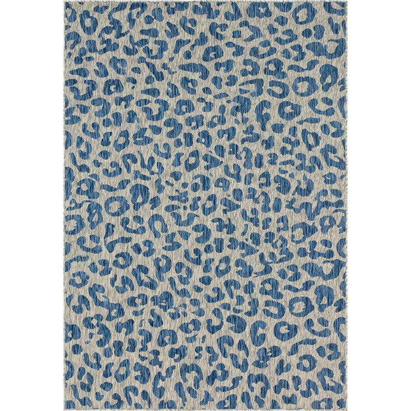 Munk Animal Print Blue/Gray Indoor/Outdoor Area Rug, Rectangle 7'1" x 10'