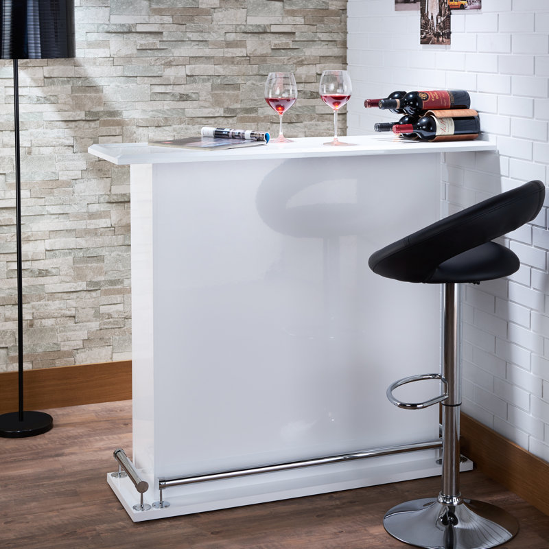 Table de bar à 6 tablettes en blanc ultrabrillant - et spacieuse pour la salle à manger avec 6 tablettes élégantes