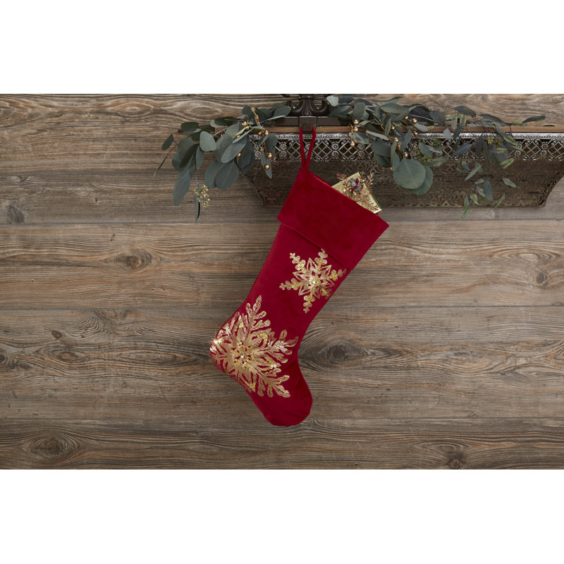 Chaussette de Noël bordeaux scintillante, Rouge