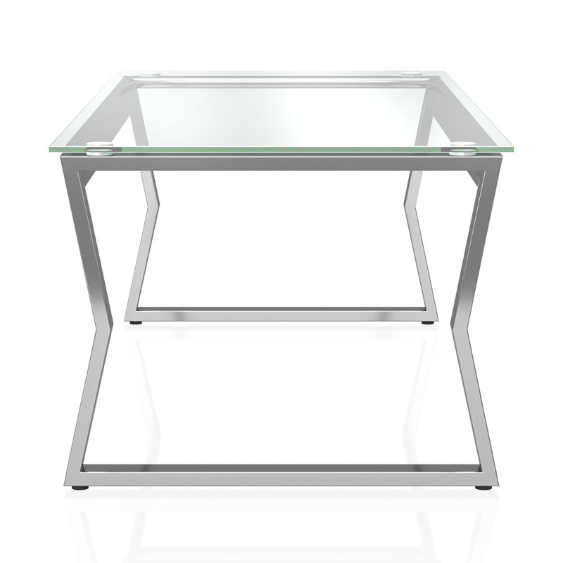 Xander Glass Top Single Coffee Table, Clear Top/Chrome Base