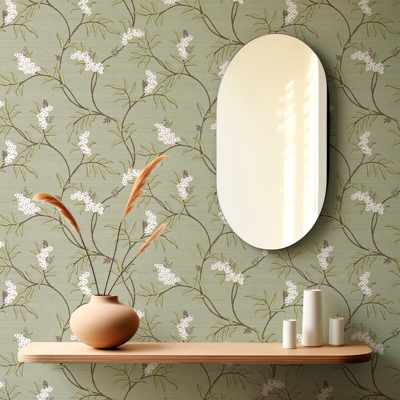 Italian Silks and Damasks 10.05m x 53cm Textured Satin Wallpaper Roll, Green