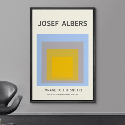 Abstract Vibrant Color Blocks " Yellow And Blue Transparent Squares " by Josef Albers