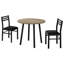 Table de salle à manger à 3 abattants, style contemporain, feuille moderne noire et brune, métal, stratifié
