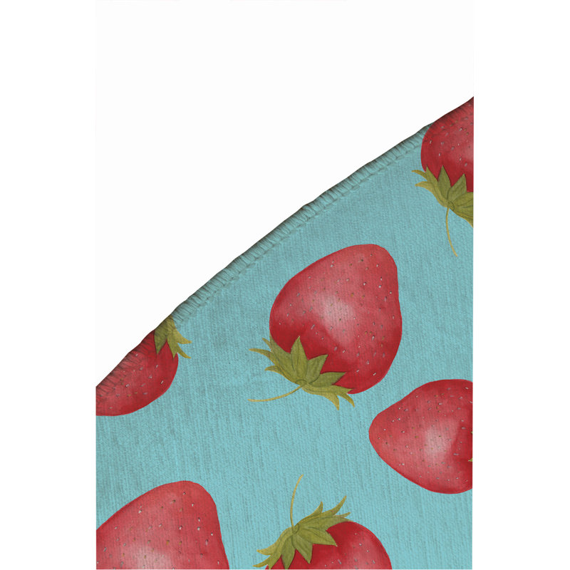 Summer Strawberries Outdoor Rug, Round 5'