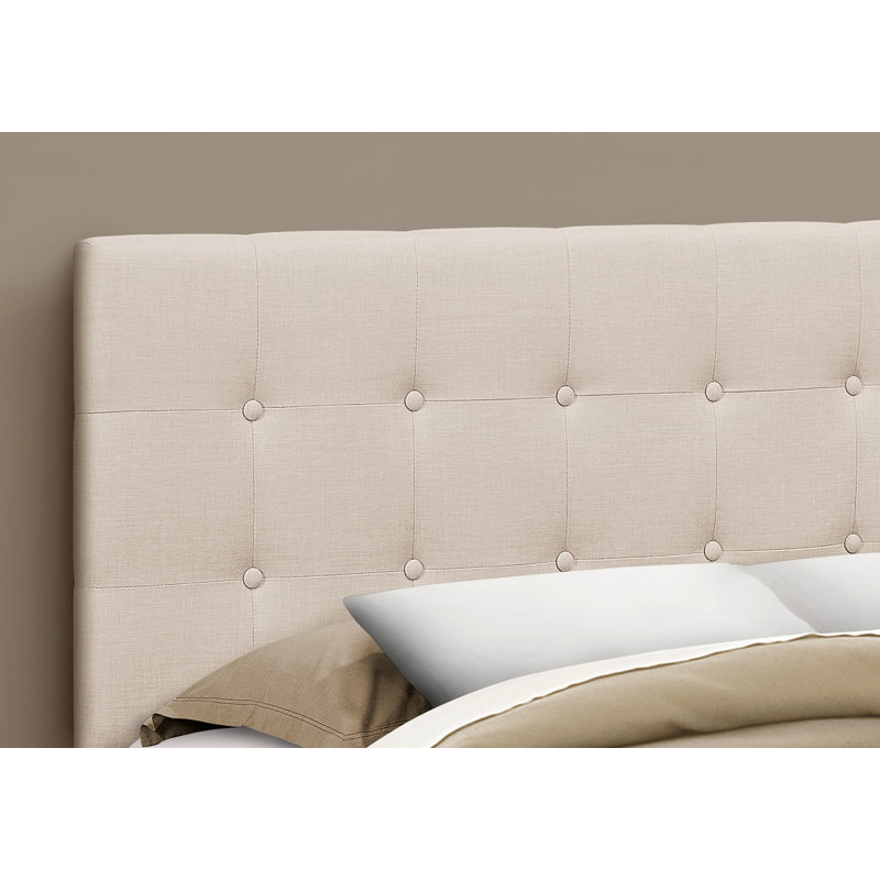 Bed, Headboard Only, Bedroom, Upholstered, Linen Look, Beige, Queen