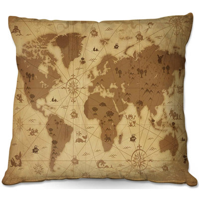 Whimsical World Map I Throw Pillow