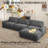 119.4" Chenille 3-Seat L-Shaped Modular Sofa, Removable & Washable Cover, 72H Compression Recovery,Soft & Skin-Friendly Upholstery - For Living Room, Office, Hotel Lobby, Apartment, And Villa-1451478436