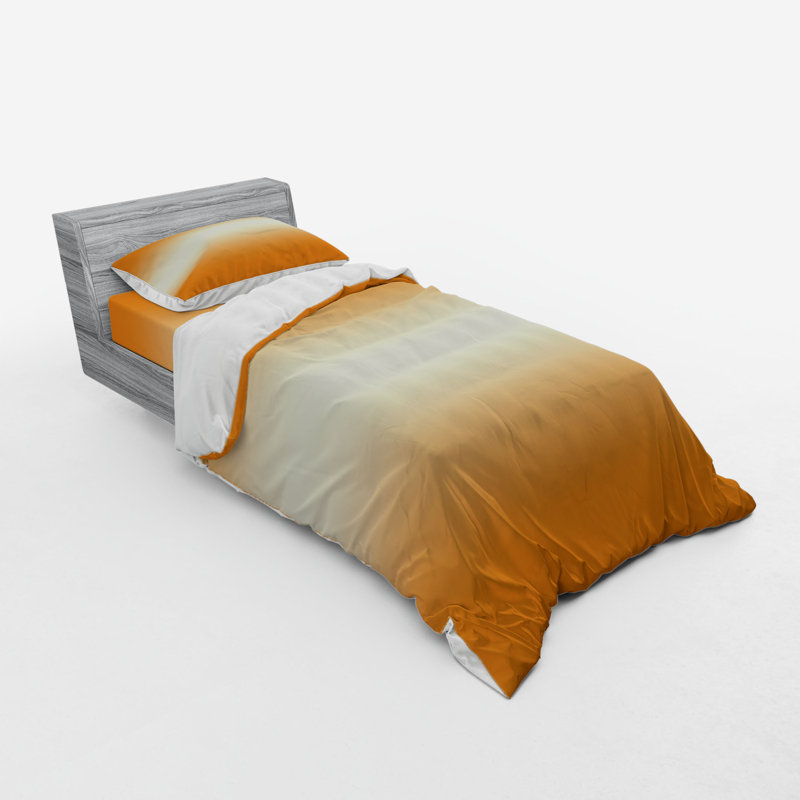 Ensemble de housse de couette orange et microfibre moderne et contemporain, Housse de couette grand + 3 pièces supplémentair