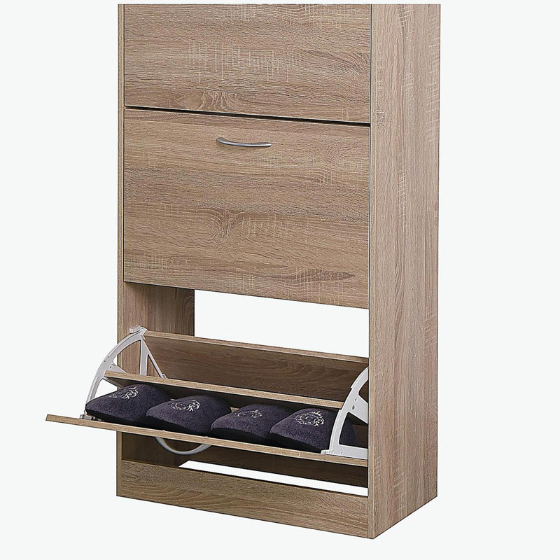Armoire de rangement pour chaussures à 3 tiroirs, range-chaussures en bois à 3 niveaux