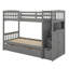 Lit superposé simple au-dessus de simple / double avec escalier, lit inférieur convertible, lit superposé en bois avec tablettes de rangement et tiroirs (nouveau)-406432881