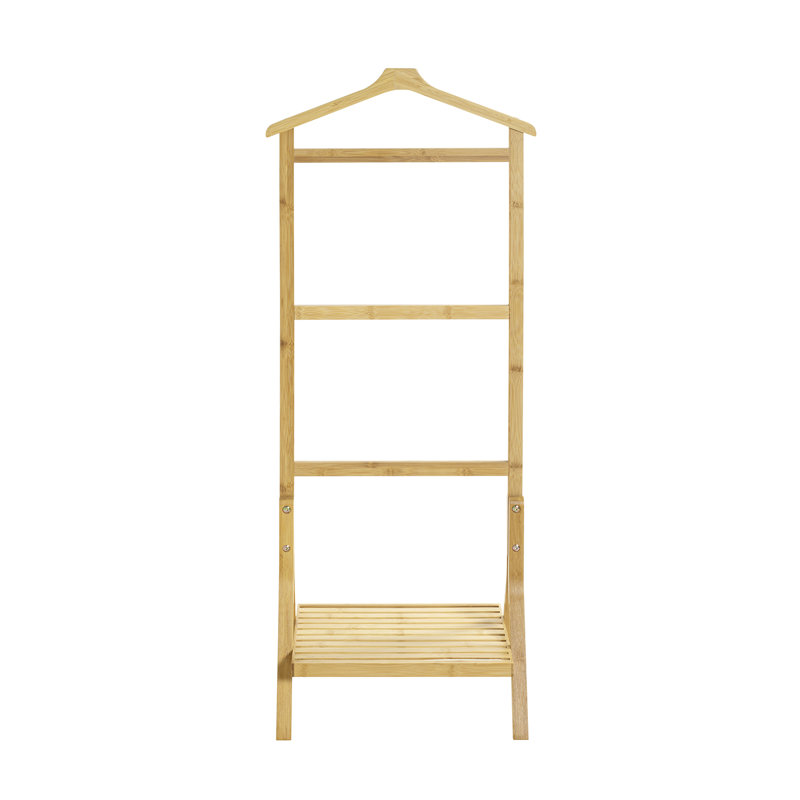 Lenora Solid Wood Freestanding Valet Stand with Storage