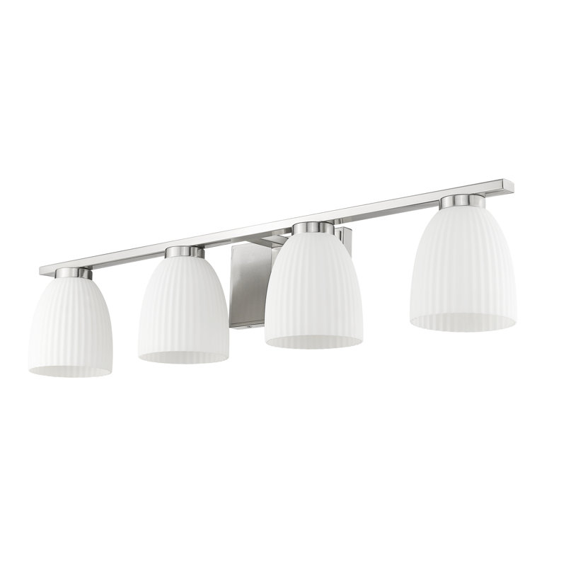 Coiffeuse Mateo, Quatre lumières, H 6,5 po x l 32 po x P 6,5 po, Nickel brossé