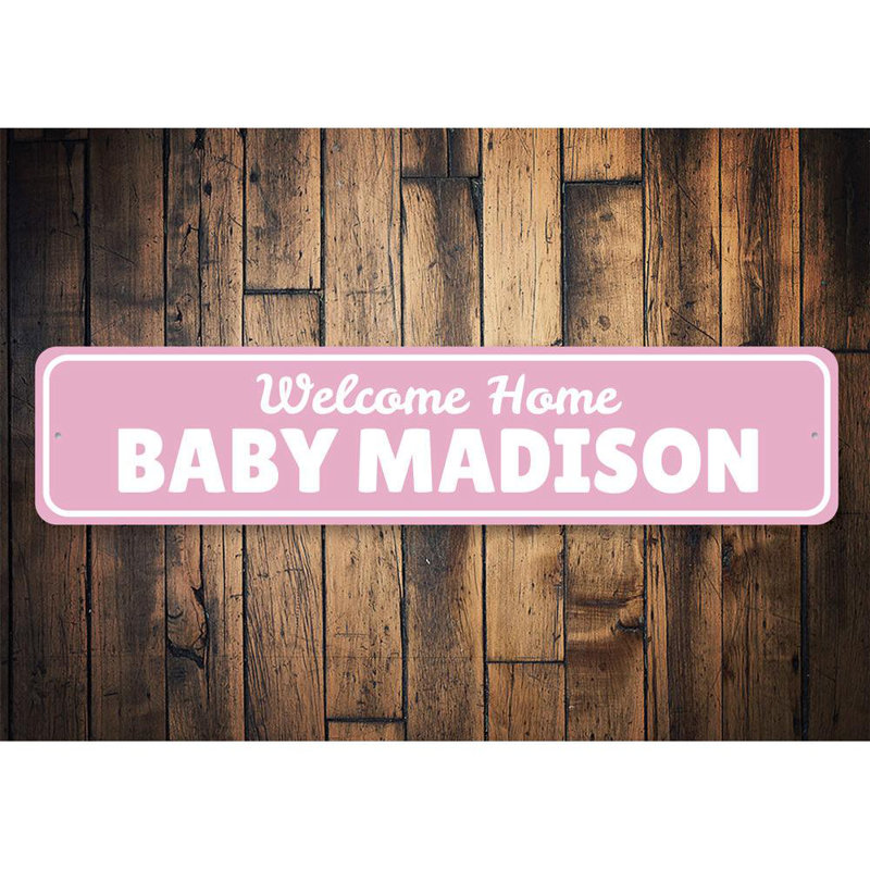 Plaque en aluminium Welcome Home Baby, H 4 po x l 18 po x P 0,04 po