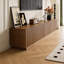 TV Media Unit with Cable Management, 220cm Wide in Walnut Finish, Multi-Shelf Storage Design