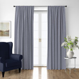 Walker Check Indigo/Ivory Cotton Simple Top Pocket Drapery Panel Set of 2