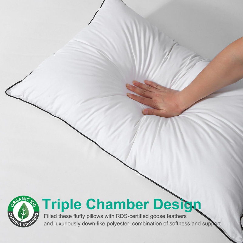 Sleeping Goose Down Plush Support Pillow (Set of 2), King Pillow: 20" x 36"