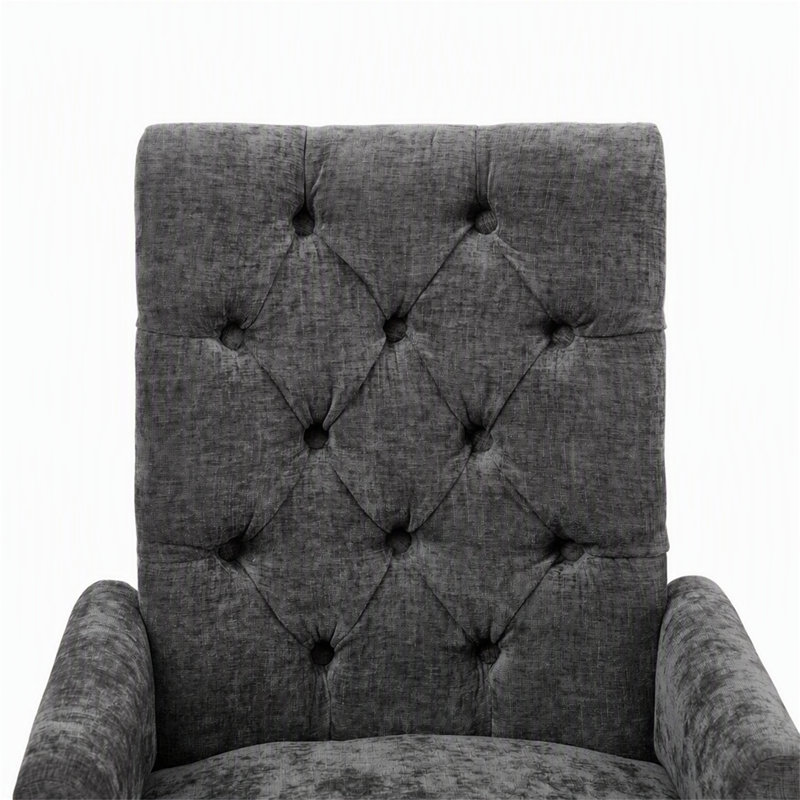 Chaise de salle à manger rembourrée en tissu de chenille, pieds courbés en bois massif, élégante chaise de salle à manger capitonnée pour salle à manger club, paquet simple