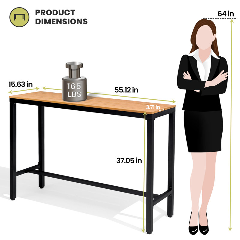 Table de bar rectangulaire en métal pour l'extérieur (ensemble de 2), H 37,09 po x l 42,91 po x P 15,67 po, Brun