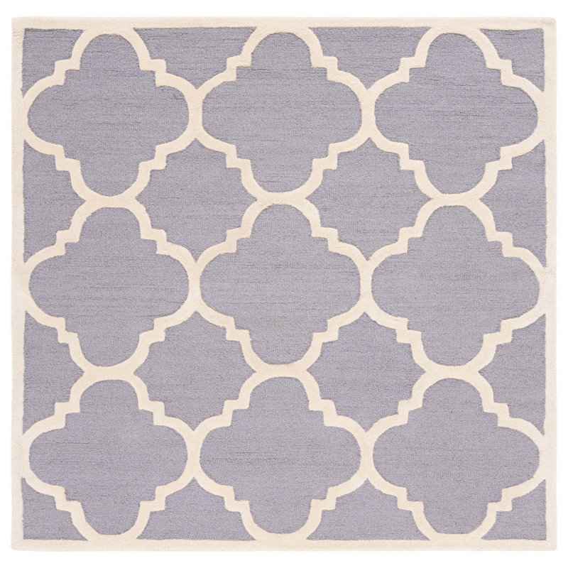 Cannen Hand Tufted Wool Geometric Rug, Square 6'
