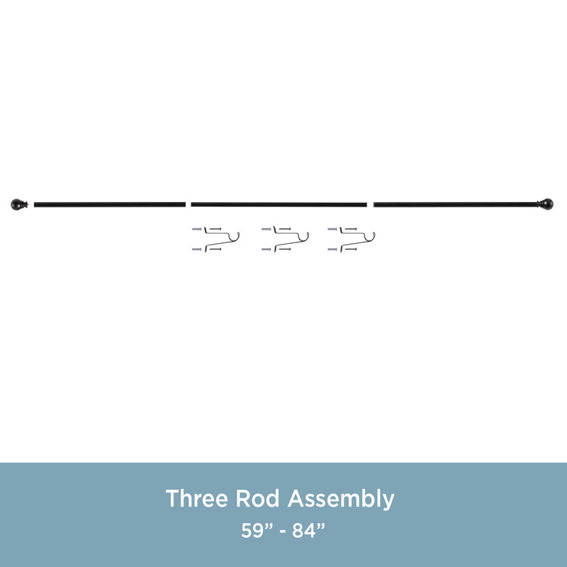 Layla Matte Black Adjustable Curtain Rod with Ball Finials