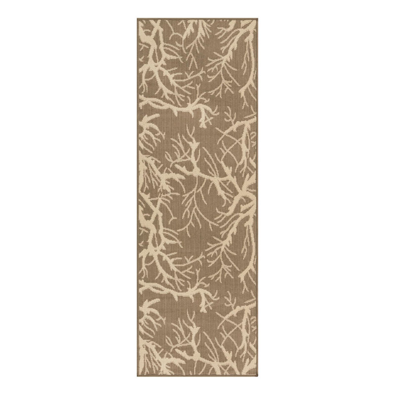 Tapis intérieur / extérieur brun Healdton, Tapis de couloir 2 pi x 6 pi 1 po