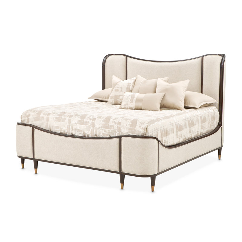 Camellia Field Upholstered Wingback Bed, Queen