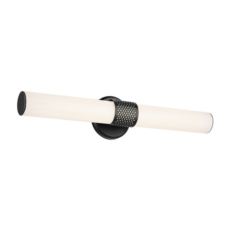 Barre de bain 24,25 "à DEL moyen avec verre blanc, Noir satiné