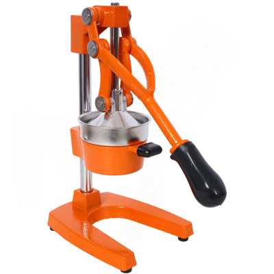 Cast Iron Citrus Juicer , Extra-Large Commercial Grade Manual Hand Press , Heavy Duty Countertop Squeezer For Fresh Orange Juice ,Orange Color