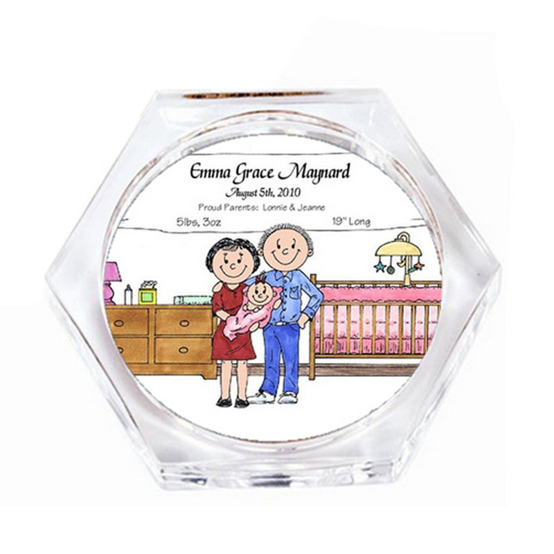 Ensemble de 4 sous-verres personnalisables New Baby Girl, Oui