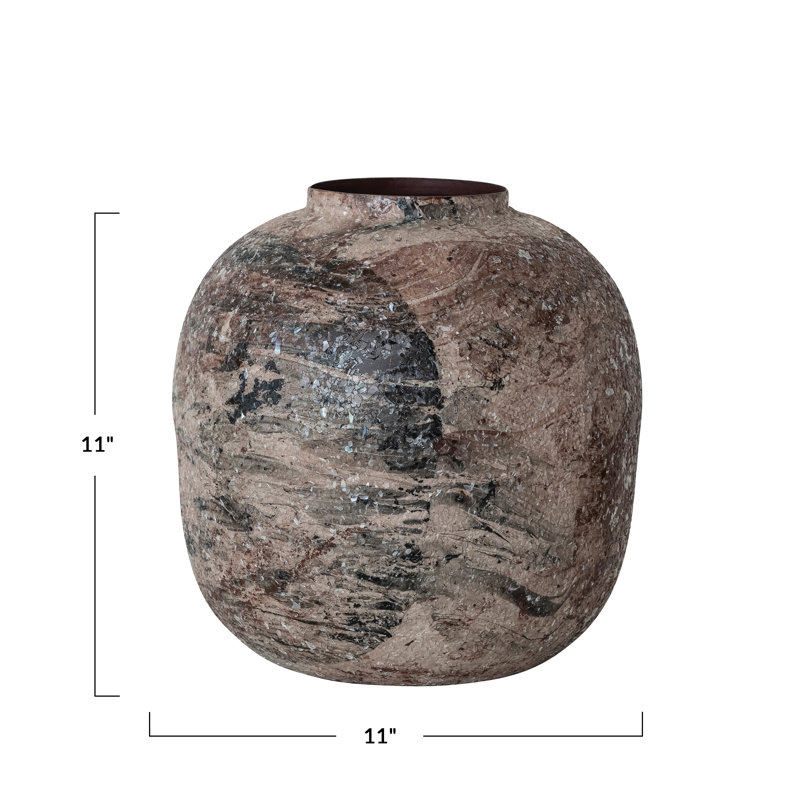 Vase en fer émaillé marbré multicolore