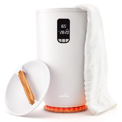 LiveFine Large Towel Warmer, Bucket Style W/Timer & Auto Shut-Off, Fits Two 40”x70” Towels - White