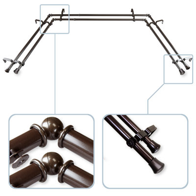 Ensemble de tringle à rideaux double et quincaillerie pour baie vitrée