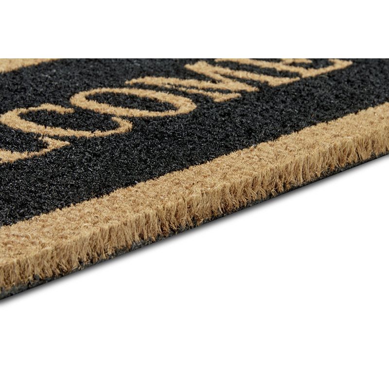 Mix Mats Black Welcome Border Doormat