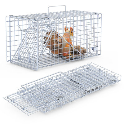 2 pièces 18 x 8 x 10 po Humane porte unique piège à animaux vivant en fer galvanisé pliable Catch and Libération pour petit écureuil raton laveur
