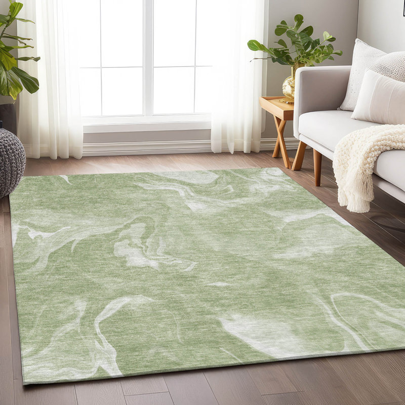 Premium Machine Washable Prisco Aloe Rug, Rectangle 10' x 14'
