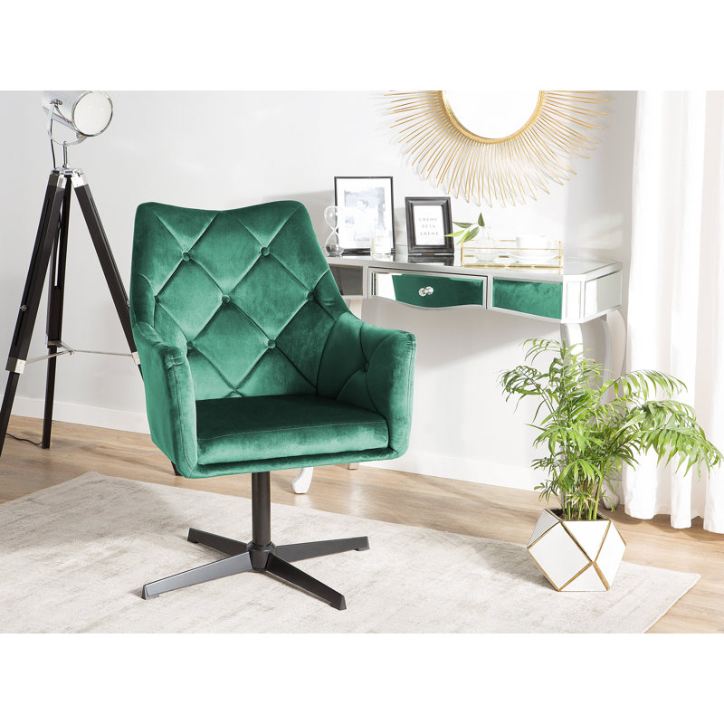 Chunn Upholstered Swivel Armchair, Emerald Green
