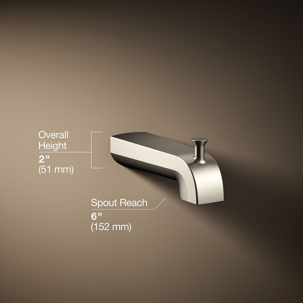 Hint Wall-Mounted Diverter Tub Spout, Brushed Nickel