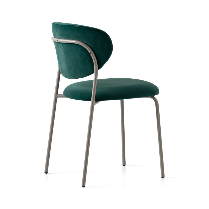 Cozy Upholstered Chair with Metal Frame, Matt Optic White, Forest Green