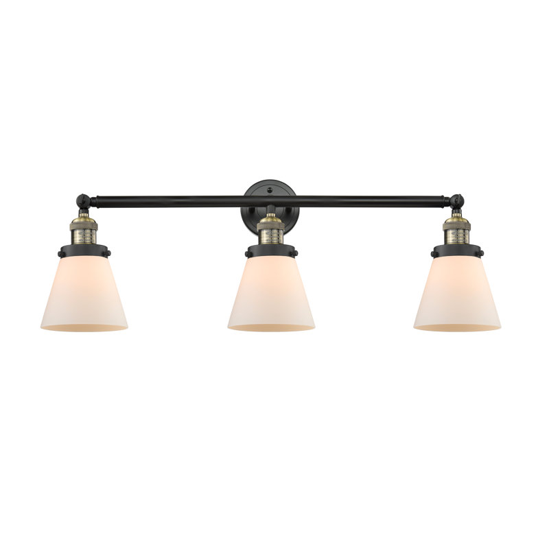 Andrews 3 - Light Dimmable Vanity Light, Matte White, Black Antique Brass, 6 Watt Vinage LED Bulb