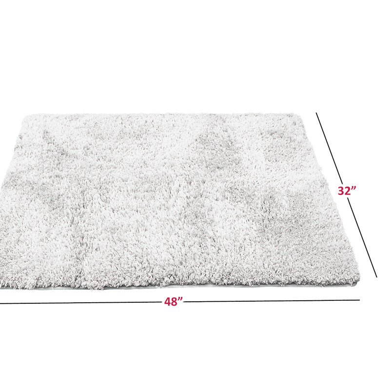 Tapis pour salle de bain rectangulaire en polyester antidérapant Ciarra, Blanc, l 32 po x L 48 po