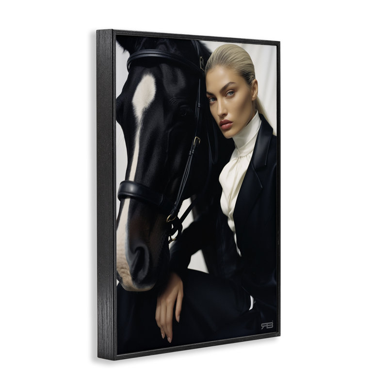 Art giclée de fille équestre à la mode par RB, Giclée encadrée noir minuit, H 18 po x l 12 po