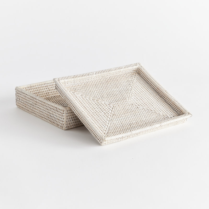 Rivah Handmade Wicker Decorative Box, White