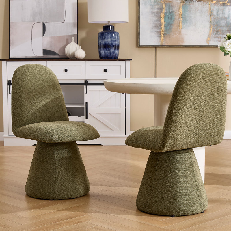Chaise de salle à manger rembourrée pivotante à 360 degrés tout compris, chaise de salle à manger moderne avec dossier, Vert