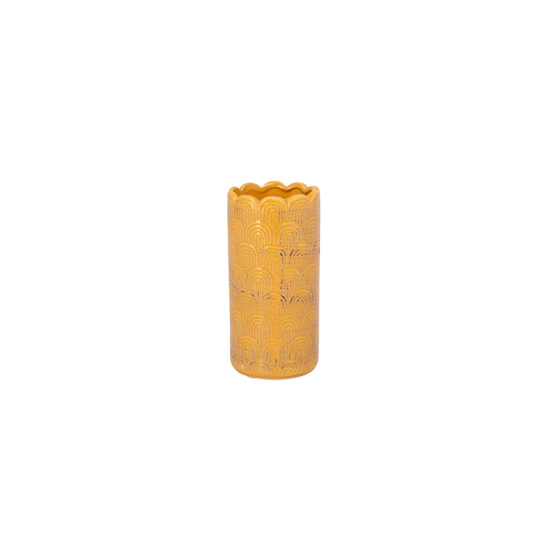 Ceramic Vase Gloss Finish, 8" H x 4" W x 4" D, Yellow