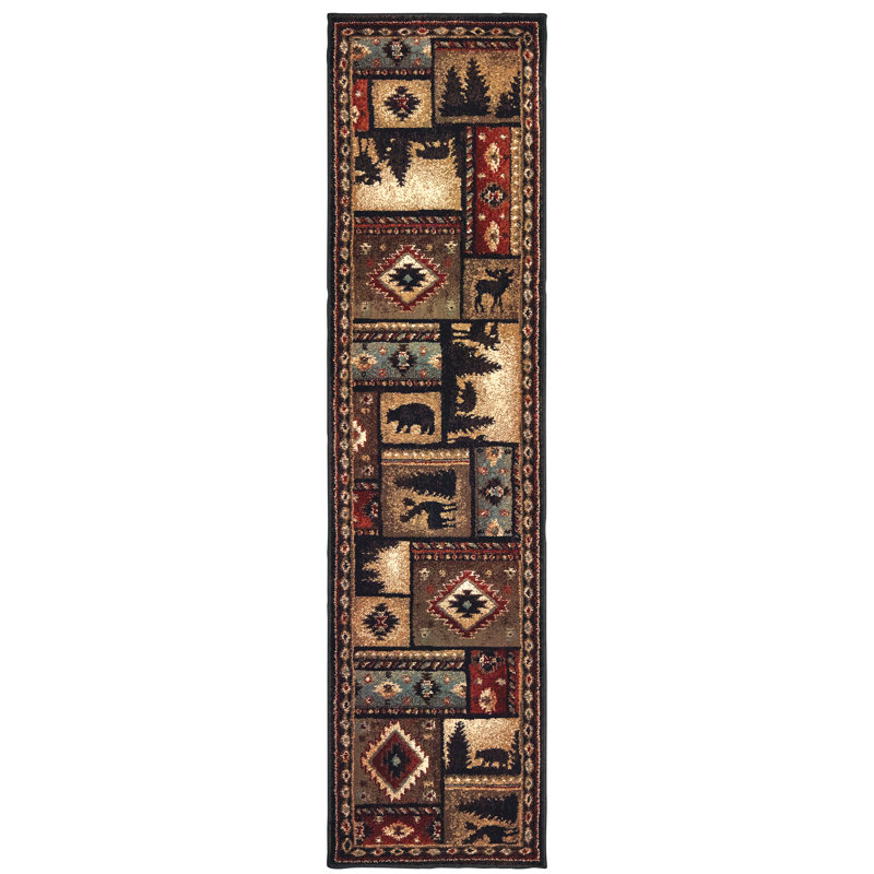 Tisbury noir / multicolore Cotulla Lodge, Runner 1'10" x 7'6"
