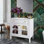 Meuble-lavabo blanc 36 po avec lavabo en céramique, lumière DEL à capteur de mouvement et portes en verre à motifs-322925575